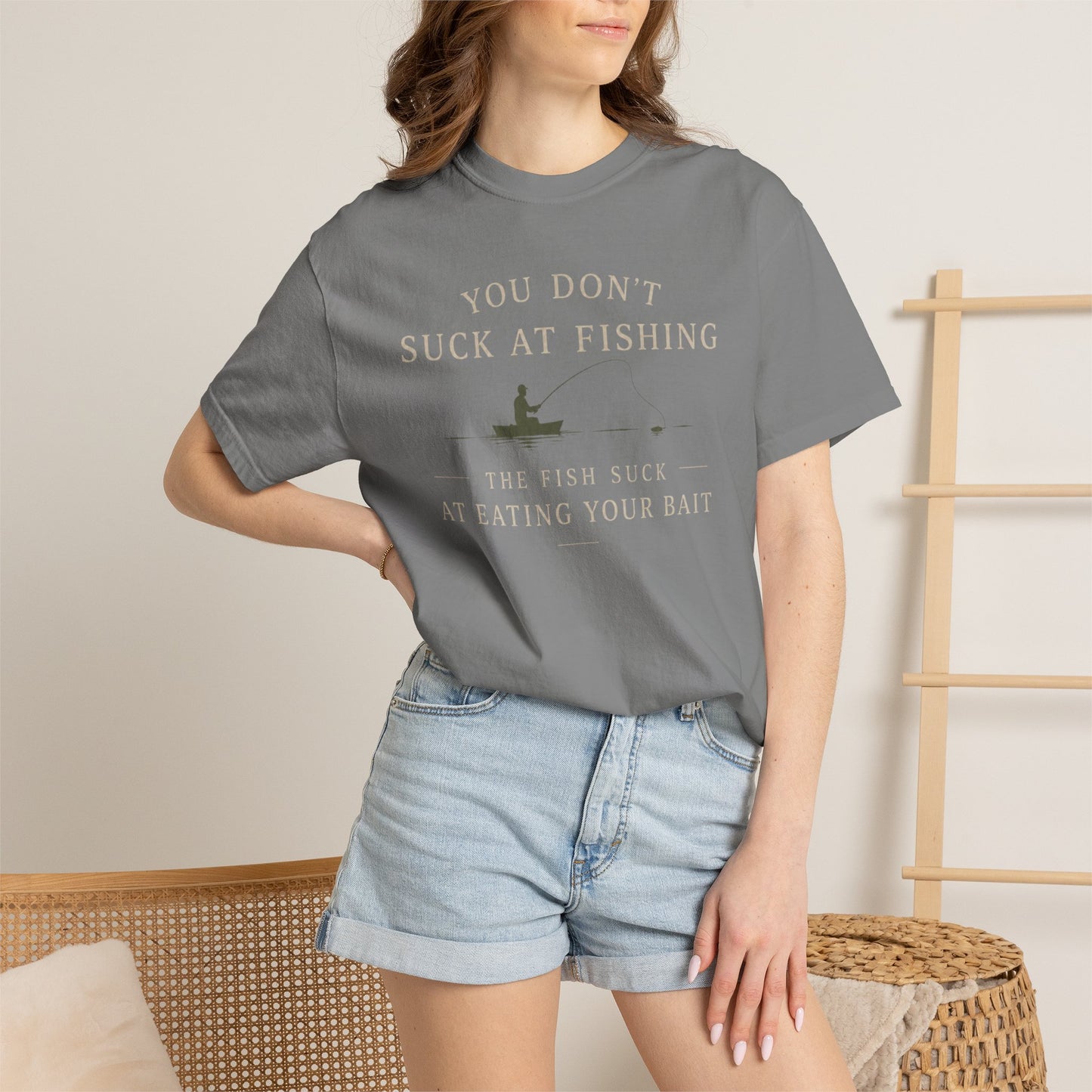 Fishing Humor T-Shirt — "You Don't Suck at Fishing" Graphic Tee