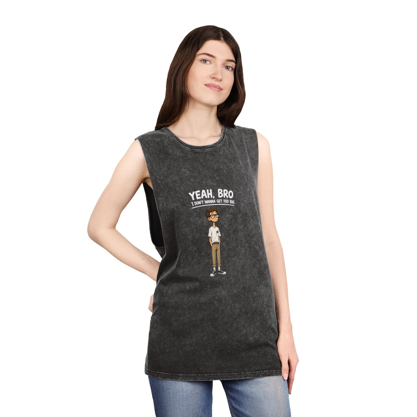 Yeah, Bro I Don’t Know Muscle Tank — Stonewash Graphic Tank Top