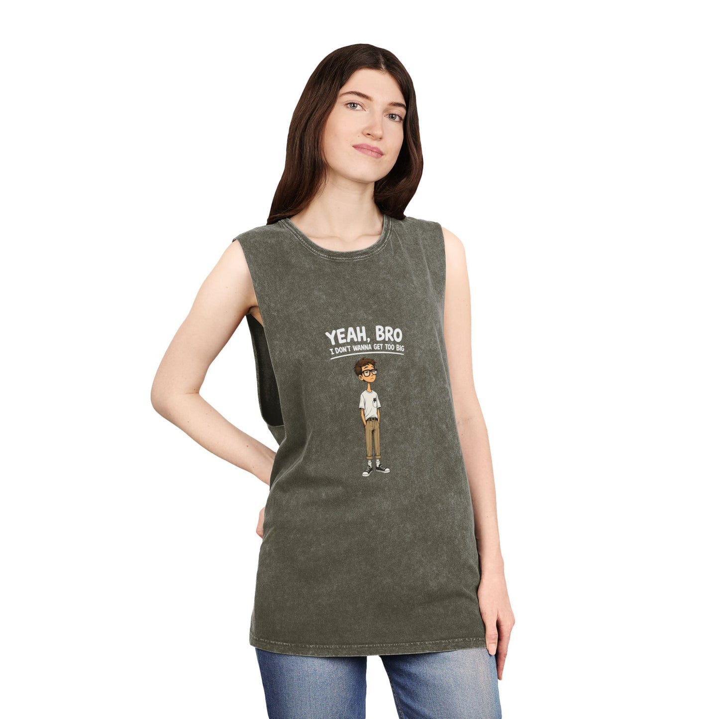 Yeah, Bro I Don’t Know Muscle Tank — Stonewash Graphic Tank Top