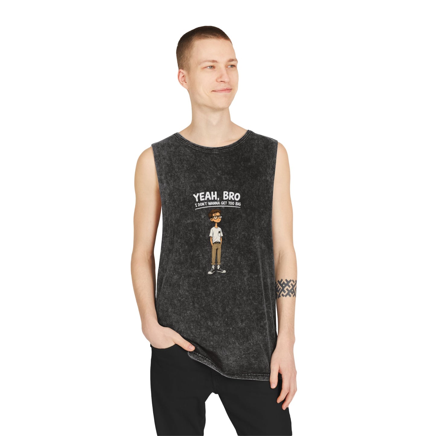 Yeah, Bro I Don’t Know Muscle Tank — Stonewash Graphic Tank Top