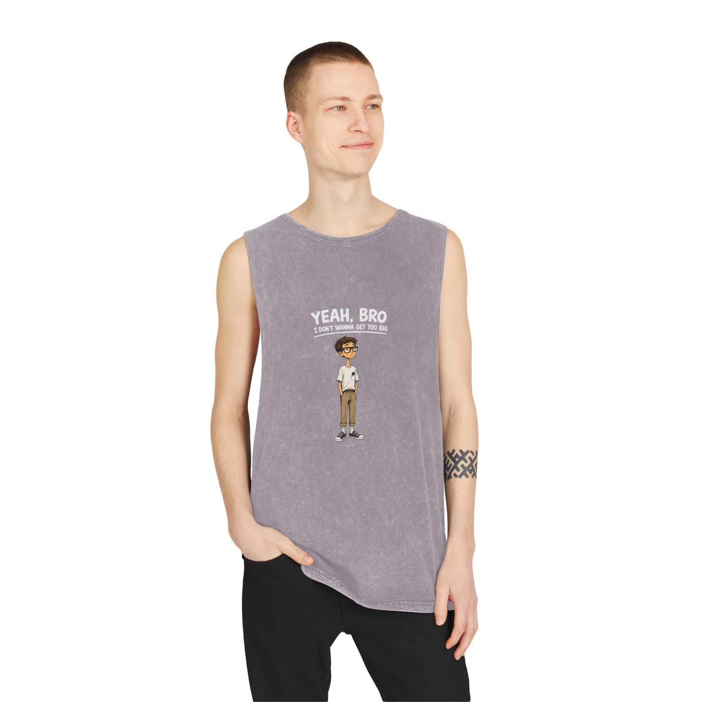 Yeah, Bro I Don’t Know Muscle Tank — Stonewash Graphic Tank Top