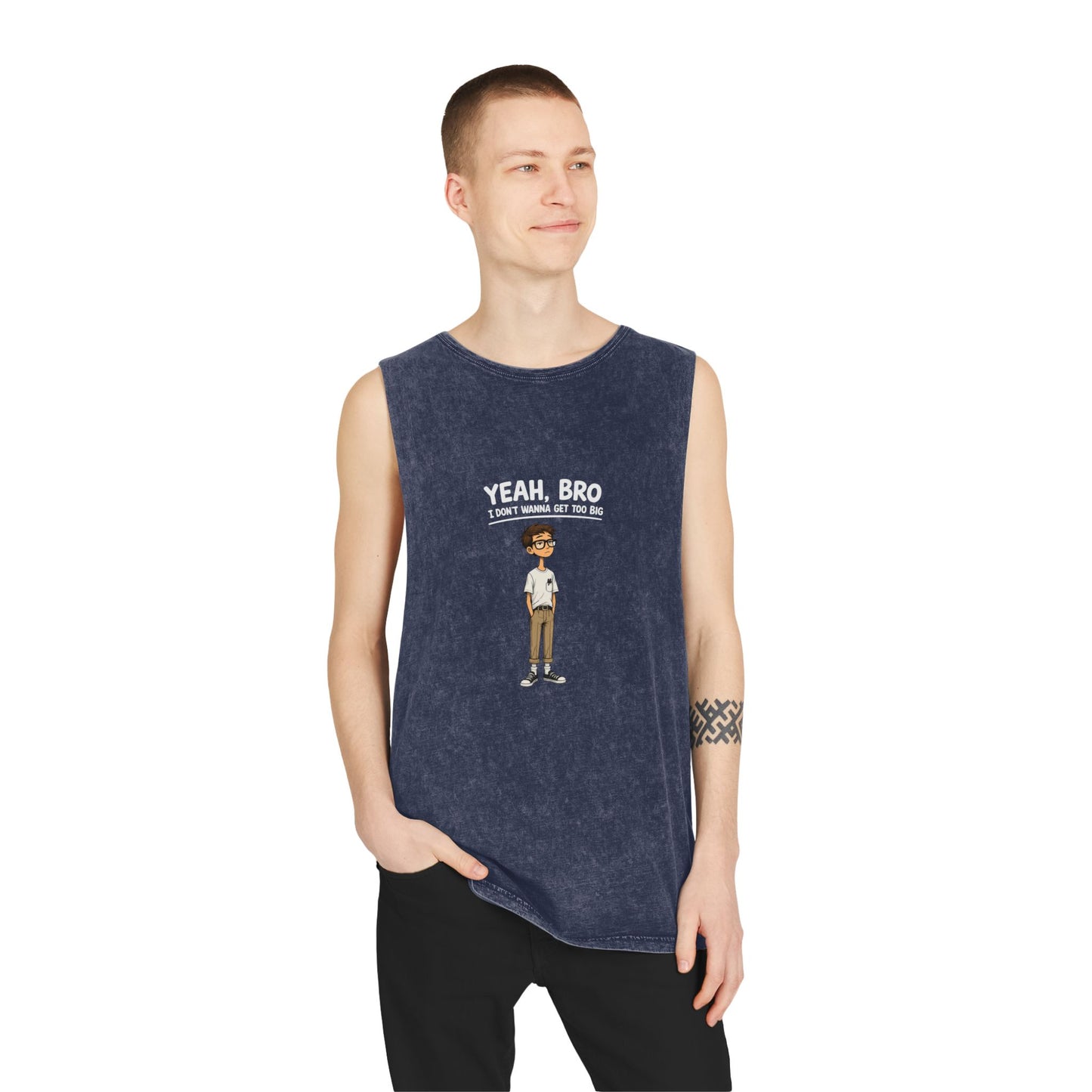 Yeah, Bro I Don’t Know Muscle Tank — Stonewash Graphic Tank Top