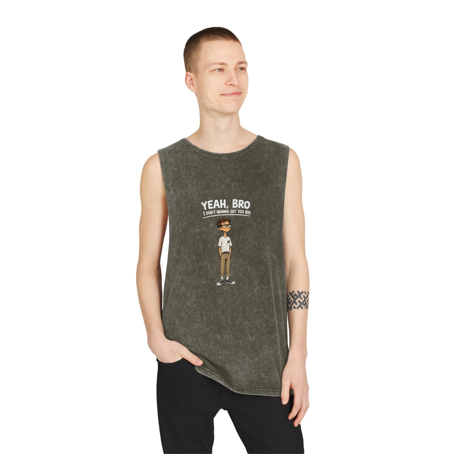 Yeah, Bro I Don’t Know Muscle Tank — Stonewash Graphic Tank Top