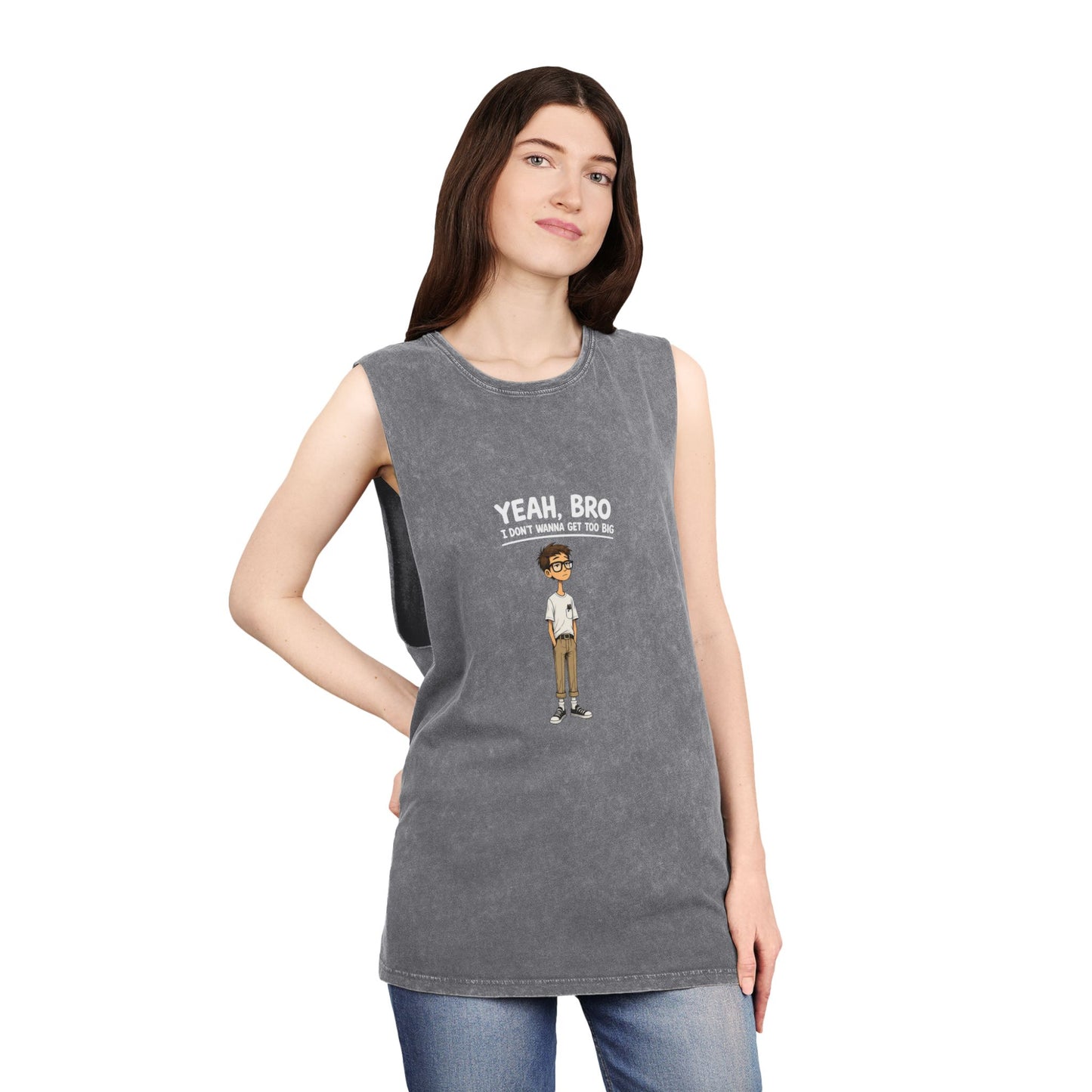 Yeah, Bro I Don’t Know Muscle Tank — Stonewash Graphic Tank Top